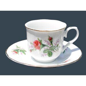 Vintage Lynn's Fine China Tea Cup & Saucer Set With Delicate Floral Design